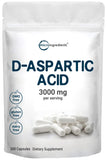 Micro Ingredients D Aspartic Acid Pills, DAA Supplement, 3000mg Per Serving, 300 Capsules, Premium D Aspartic Acid, Non-GMO