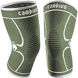 CAMBIVO 2 Pack Knee Brace, Knee Compression Sleeve for Men and Women, Knee Support for Running, Workout, Gym, Hiking, Sports (Army Green,X-Large)