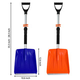 Kids Snow Shovel with D-Grip Handle, Durable Aluminum Blade, Toddler Snow Shovel for Car Trunk, Emergencies, Driveways, and Car Snow Removal. (Age 3+, 2 Packs) (Blue+Orange)