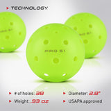 Selkirk Pro S1 Ball | Crack-Resistant | 38 Hole Outdoor Pickleball Balls | USAPA Approved Pickle Ball for Tournament Play | Advanced Aerodynamics | 12 Pack Pickleballs |