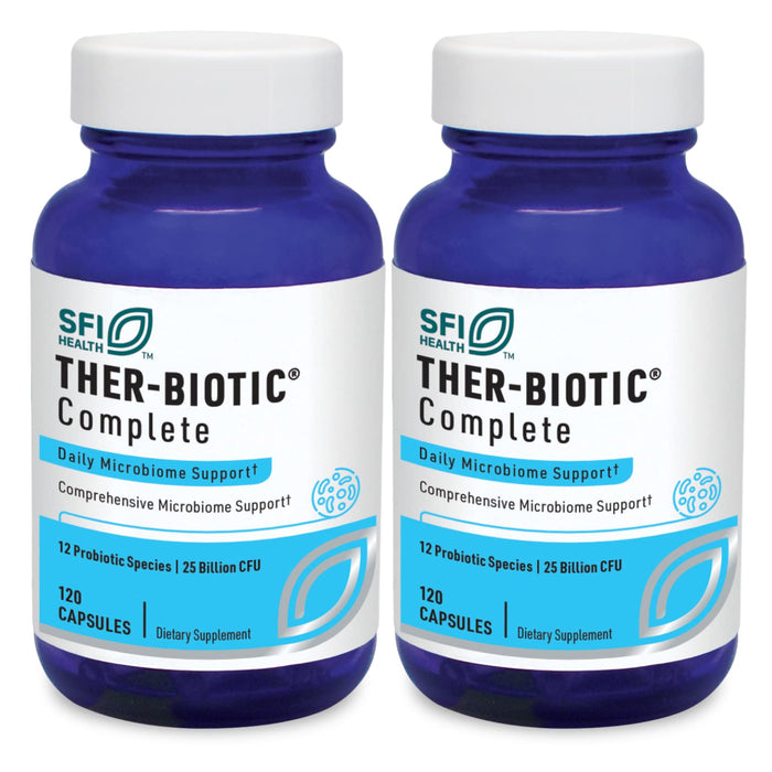 Klaire Labs Ther-Biotic Complete - 25 Billion CFU Probiotic Supplement - Hypoallergenic Probiotics for Men + Women - Digestive, GI Health + Immune Support - Dairy-Free (120 Caps / 2 Pack)