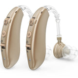 F&Kcoptee Hearing Aids for Seniors Rechargeable with Noise Canceling - Hearing Amplifiers for Adults with Severe Hearing Loss - 2 Ear Amplifier Over The Counter Hearing Aid with Volume Control - Brown