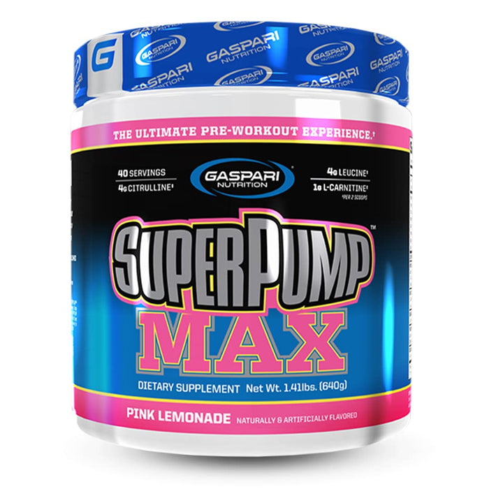 Gaspari Nutrition SuperPump MAX , The Ultimate Pre Workout Powder, Sustained Energy Preworkout, Nitric Oxide Booster, Muscle Growth, Recovery & Replenishes Electrolytes (40 Serving, Pink Lemonade)