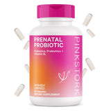 Pink Stork Prenatal Probiotics for Women, Pregnancy Probiotic with Prebiotics and Vitamin B6 for Morning Sickness, Digestion, and Gut Health - Pregnancy Must Haves, 30 Capsules