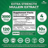 Zazzee Extra Strength Mullein 10:1 Extract, 3000 mg Strength, 120 Vegan Capsules, 4 Month Supply, Concentrated and Standardized 10X Extract, 100% Pure Leaf Powder, All-Natural and Non-GMO