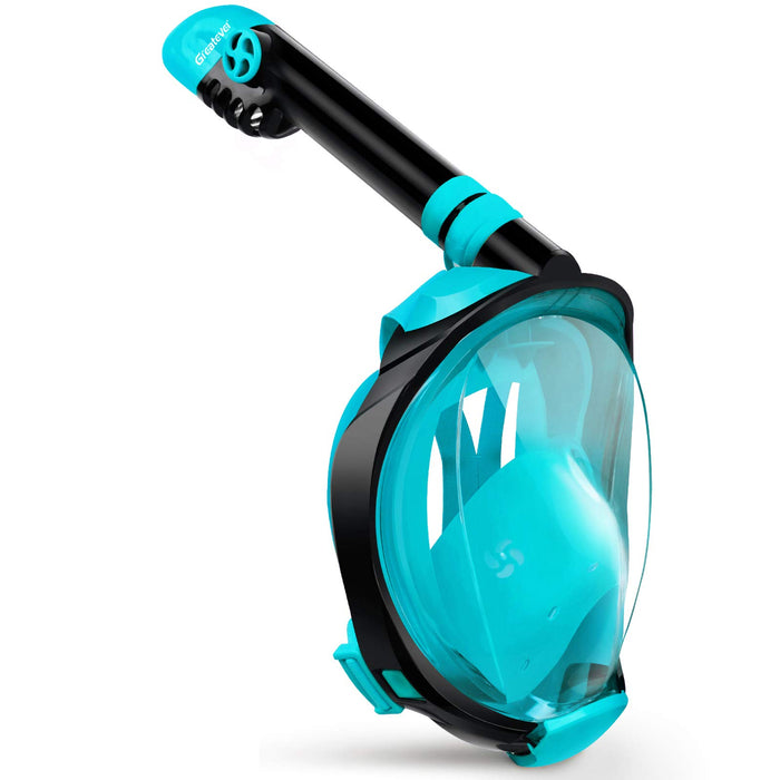 Greatever G2 Full Face Snorkel Mask with Latest Dry Top System,Foldable 180 Degree Panoramic View Snorkeling Mask with Camera Mount,Safe Breathing,Anti-Leak&Anti-Fog