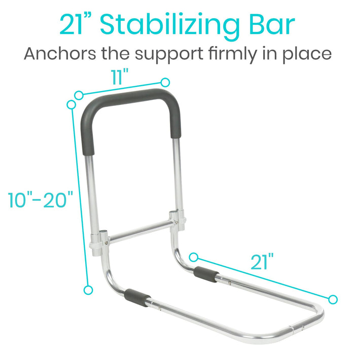 Vive Bed Rail - Compact Assist Railing for Elderly Seniors, Handicap - Standing Bar Handle with Fall Prevention Guard - Adjustable Bedrail Cane fits King, Queen, Full, Twin - Stability Grab Bar