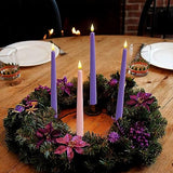 Homemory Flameless Advent Candles with Remote Timer, Plastic Electric LED Taper Candles Flickering 3 Purple and 1 Pink, 11 inches Candlesticks Battery Operated for Christmas Catholic Wreath, Set of 4