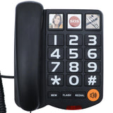 Landline Phone Corded Telephone for Seniors House Phones with Photo Buttons, One-Touch Dialing, Big High-Contrast Buttons, Flashing Alerts, with Speakerphone Loud Ringers Phone for Elderly (Black)