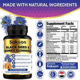 Sakoon nutrition Black Seed Oil & Honey Gummies W/ 2%+ THYMOQUINONE | Nigella Sativa Seeds| Super antioxidant for Immune Support, Joints, Digestion, Hair & Skin | 60 Gummies