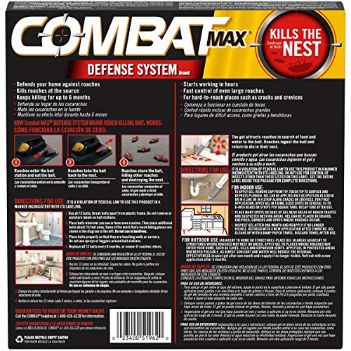 Combat Max Defense System Brand, Small Roach Killing Bait and Gel, 12 Count