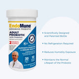 Endomune Advanced Adult Multi-Strain Probiotic Supplement with Prebiotic | 10 Strains, 30 Billion CFU | Physician Formulated (60-Count)