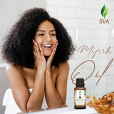 SVA Organics Myrrh Oil 1/3oz (10 ml) Premium Essential Oil with Dropper for Diffuser, Aromatherapy, Skin Care, Hair Care & Massage