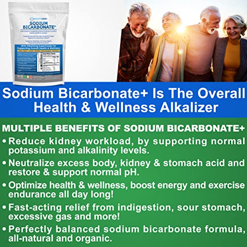 Organic Sodium Bicarbonate Alkaline Supplement For Alkalinity. Support Kidneys & Stomach Acid Neutralizer with Alkaline Superfoods. Sodium Bicarbonate Powder Kidney Immune Support Antacid Sports 1 LB.