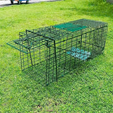 Collapsible Humane Live Animal Cage Trap No-Kill Trapping Kit for Humane Catch Release Rabbits, Stray Cat, Squirrel, Raccoon, All Fit Sized Animals, Heavy Duty, 2-Door 26" x 9.5" x 10.2", Hidden Green