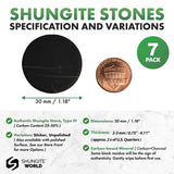 Shungite World 7 pcs Shungite Sticker for Cell Phone Case Tablet Laptop Computer - Round Dot Healing Energy Shungite Stones Protection Plate with Carbon Fullerenes (Unpolished, 30 mm / 1.18")