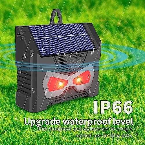 Solar Powered Nocturnal Animal Repeller, Predator Control with Bright Strobe LED Lights Repellent Device, Outdoor Deterrent Coyote Raccoon Deer Fox Skunk Squirrel for Garden