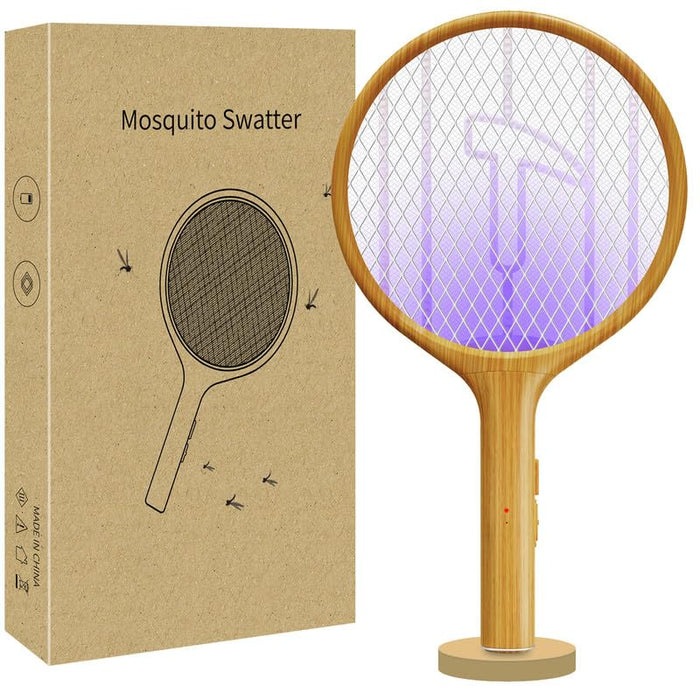 Endbug 2 in 1 Bug Zapper Racket, Dual Modes Electric Fly Swatter with Purple Attracting Light, Hangable Mosquito Zapper, Handheld Fly Zapper for Indoor & Outdoor (Not Rechargeable)