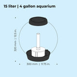 biOrb Classic 15 Acrylic 4-Gallon Aquarium with White LED Lights Modern Compact Tank for Tabletop or Desktop Display, Black-Trimmed Tank