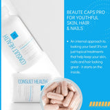 Consult Health Beaute Caps PRO - Supports Healthy Hair, Skin & Nails - Biotin 10,500 mcg - Red Orange Complex - Collagen - High Potency Support - Vitamin C & D - Minerals - 30 Day - 60 Capsules