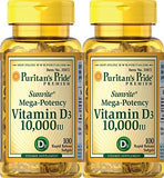 Puritans Pride Vitamin D3 10,000 IU, 100 Count (2 Pack)