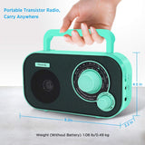 DreamSky AM FM Portable Radio Plug in Wall or Battery Operated for Home & Outdoor, Strong Reception, Large Dial Easy to Use, Transistor Antenna, Headphone Jack, Small Gifts for Seniors Elderly