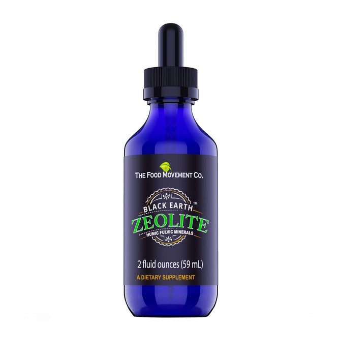 The Food Movement Black Earth Zeolite with Humic Fulvic Acids, Trace Minerals for Gut Health, Immune Support - 2oz Liquid Drops Supplement