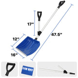 Snow Shovel, Ergonomic Snow Shovels for Driveway, Plastic Snow Shovels for Snow Removal with Aluminum Assisted Handle & D-Grip, 16" Wide Shovel for Snow Heavy Duty, 47.5 inch