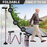 Walking Cane ATMTV Cane for Woman | Mobility & Daily Living Aids | 5-Level Height Adjustable Walking Stick | Comfortable Plastic T-Handle Portable Folding Cane with Replace Tip Butterfly Printing