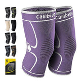 CAMBIVO 2 Pack Knee Brace, Knee Compression Sleeve Support for Men and Women, Knee Pads for Running, Hiking, Meniscus Tear, Arthritis,Joint Pain Relief (Purple,Small)