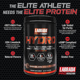 Labrada Hydro 100% Pure Hydrolyzed Whey Protein Isolate Powder, Lactose Free, 6g BCAA’s, 4.5g Glutamine, Fastest Digesting Whey Available, Instant Mixing, Delicious Taste (Chocolate)