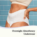 Because Premium Overnight Plus Pull Up Underwear - Extremely Absorbent, Soft & Comfortable Nighttime Leak Protection - White, Large - Absorbs 6 Cups - 20 Count