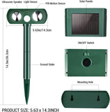 Lubatis 2 Pack Ultrasonic Solar Animal Repellent Animal Repeller to Repel Cat, Dog, Squirrel, Deer, Raccoon, Skunk, Rabbit, Waterproof with Motion Detector Green