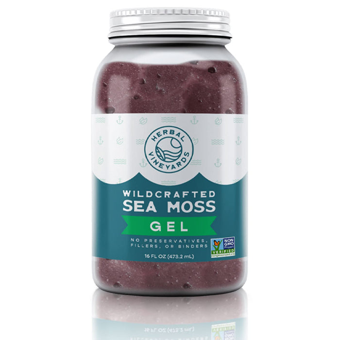 Herbal Vineyards Natural Organic Wildcrafted Purple Raw Sea Moss Gel for Immune Support, Healthy Digestion, and More | 16oz Package | Non-GMO Project Verified