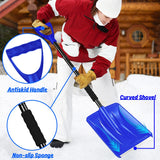 Snow Shovel, 2024 New Upgrade Snow Shovels for Car Driveway Snow Removal, Lightweight Portable Adjustable Large Capacity Shovel Perfect for Garden, Camping, Snowman Playing and Emergency(Blue)