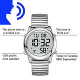 Hearkent Atomic Digital Talking Watch for Elderly Receives US Signals Automatic Time and Date Correction Big Numbers Easy to See Loud and Clear Male English Speaking