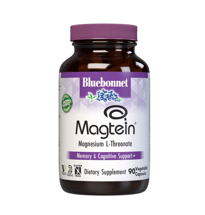 Bluebonnet Nutrition Magnesium L-Threonate, for Cognitive Function and Mood, Soy-Free, Gluten-Free, Non-GMO, Dairy-Free, Kosher, Vegan, 90 Vegetable Capsules, 30 Servings