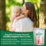 Zazzee USDA Organic Fertility Support Tea, 60 Servings, Pleasant Mint Taste, Balanced Blend of 8 Potent Herbs, 3 Ounces, All-Natural Fertility Support for Women, Non-GMO