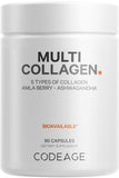 Codeage Multi Collagen Protein Capsules, Type I, II, III, V, X, Grass Fed & Hydrolyzed Collagen Pills Supplement, All in One Collagen, Bone Broth, Amla Berry Source of Vitamin C, Non-GMO, 90 Count