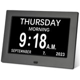 Golony 7 inch Digital Day Dementia Clock for Seniors, Large Medication Reminders Calendar Clock with Day of The Week, Date Time for Elderly Vision Impaired, Memory Loss, Black