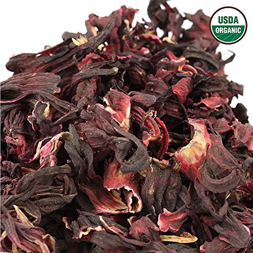 Hibiscus Tea 1LB (16Oz) 100% CERTIFIED Organic Hibiscus Flowers Herbal Tea (WHOLE PETALS), Caffeine Free in 1 lbs. Bulk Resealable Kraft BPA free Bags from U.S. Wellness