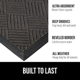 Gorilla Grip 100% Waterproof All-Season WeatherMax Doormat, 47x35, Durable Natural Rubber, Stain and Fade Resistant, Low Profile, Indoor Outdoor Door Mats, Easy Clean Patio Entrance Mat, Gray Diamond