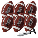 Franklin Sports Junior Footballs - Grip-Rite 100 - Kids Junior Size Rubber Footballs - Youth Footballs - 6 Pack of Footballs with Pump - Brown/White