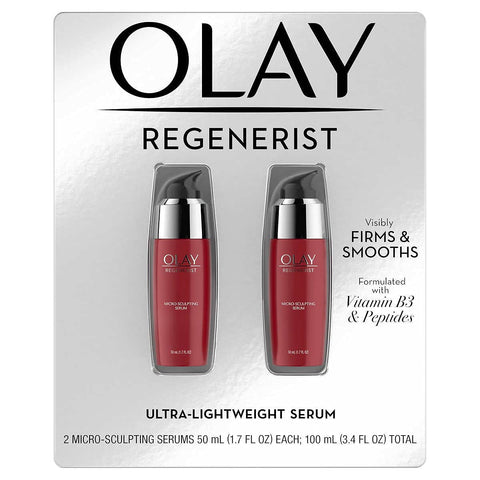 Olay Regenerist Micro-Sculpting Serum, 2-Pack, Ultra-Lightweight Anti-Aging Moisturizer, 100ml (3.4 FL OZ) Total
