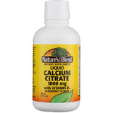 Nature's Blend Calcium Citrate with D3 Blueberry Flavored Liquid 16 oz Each (Pack of 4)