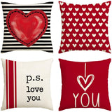 Valentines Day Outdoor Pillow Covers, 18 x 18 inch Set of 4 Waterproof Throw Pillow Cases, Love Cushion Decor for Home Outside Patio Front Porch House Farmhouse(Love D)