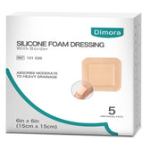 Dimora Silicone Foam Dressing with Border Adhesive 6"x6" Waterproof Wound Dressing Bandage for Wound Care 5 Pack…