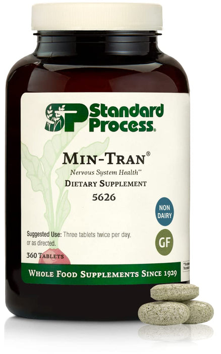 Standard Process Min-Tran - Whole Food Nervous System Supplements, Stress Relief with Iodine and Magnesium - Vegetarian, Gluten Free - 360 Tablets