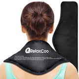 Neck Ice Pack Wrap, RelaxCoo Reusable Gel Ice Pack for Neck Shoulders, Cold Compress Therapy for Pain Relief, Injuries, Swelling, Bruises, Sprains, Inflammation and Cervical Surgery Recovery