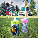 Zak Designs 15.5oz Stainless Steel Kids Water Bottle with Flip-up Straw Spout - BPA Free Durable Design, Paw Patrol Boy SS